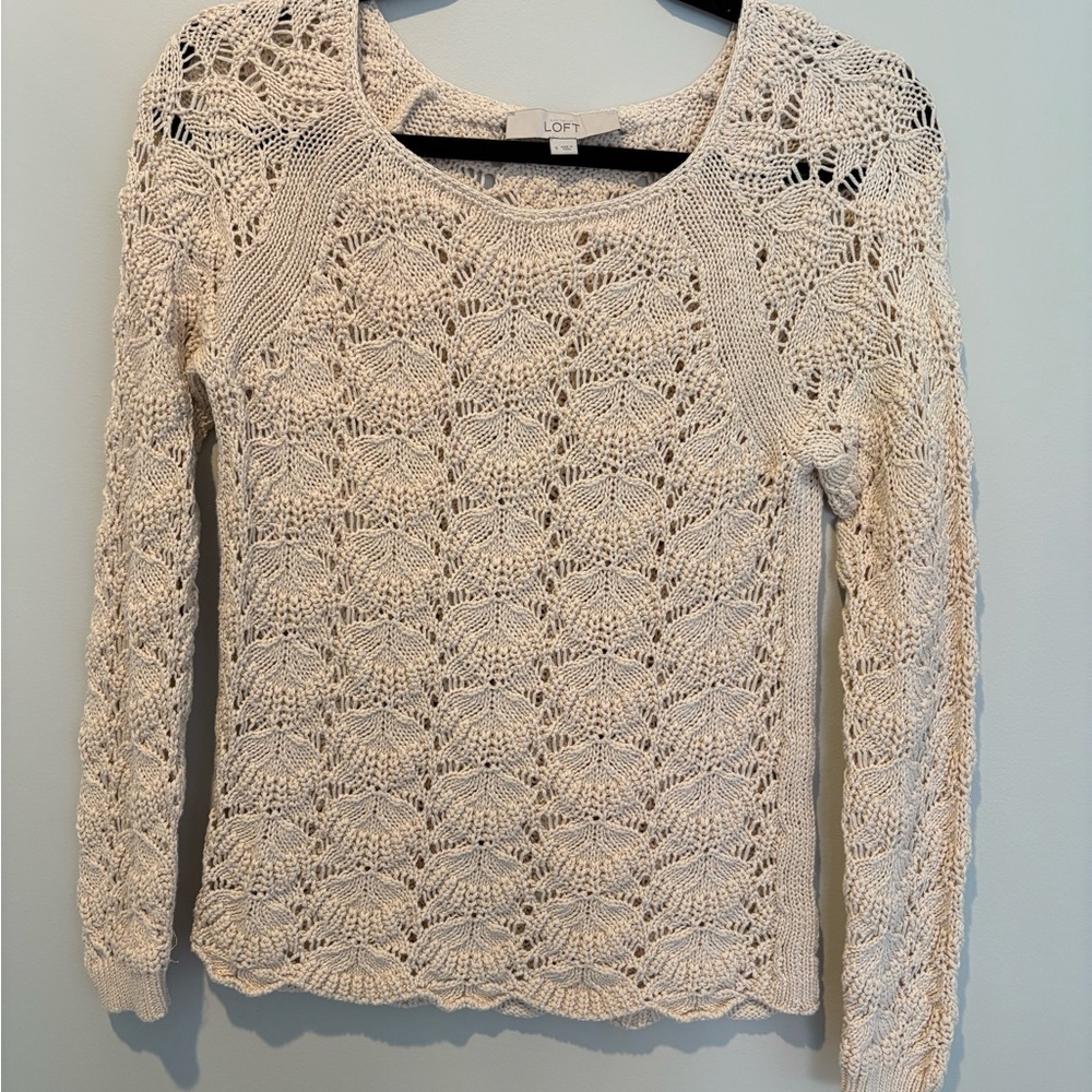LOFT Cream Knit Sweater